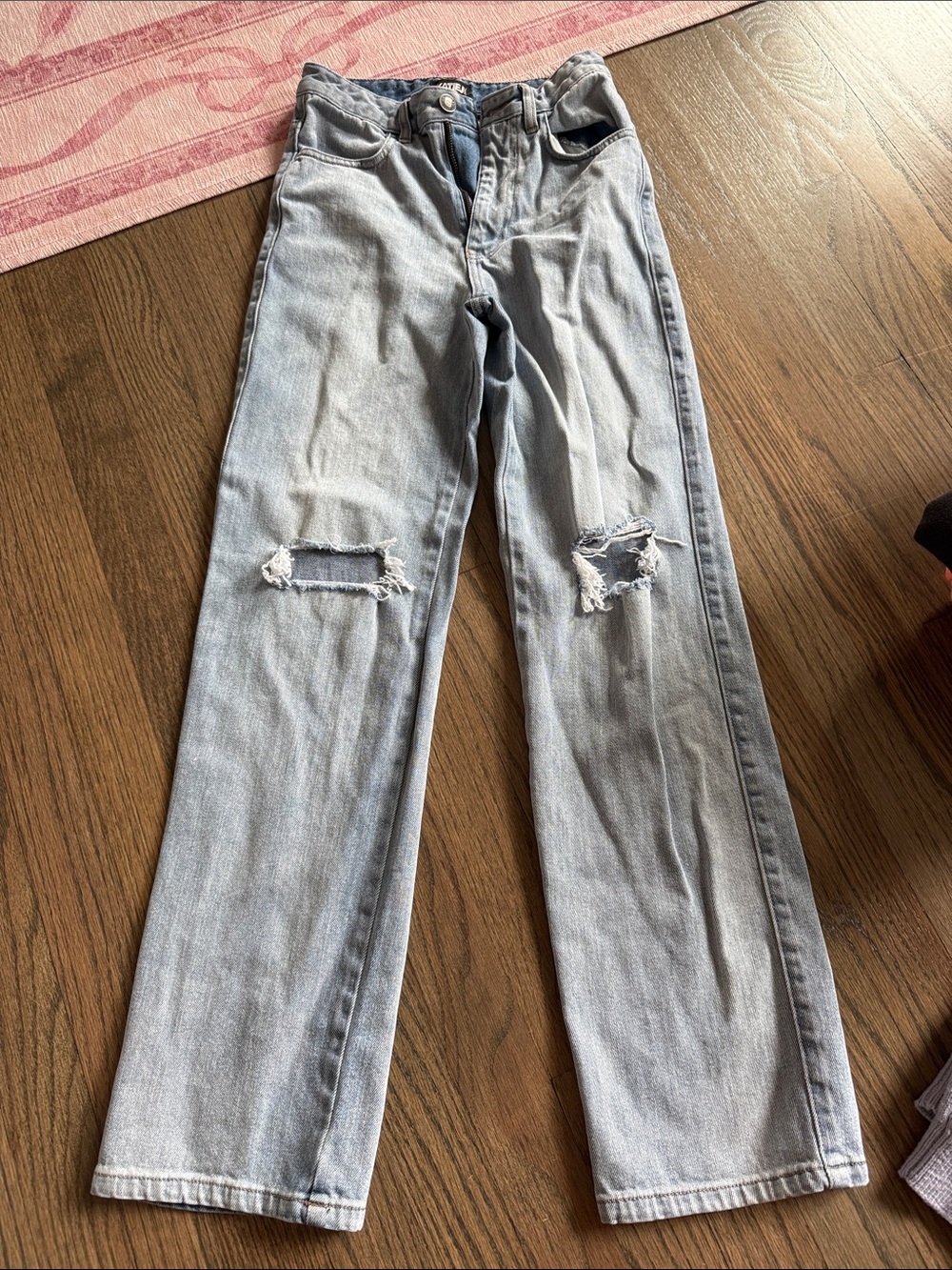 Katie J NYC Light Blue Distressed Straight-Leg Jeans